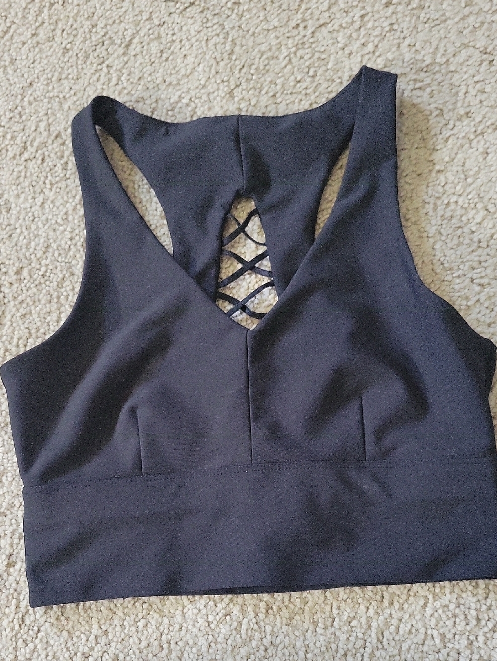 Betsey Johnson Black Crisscross Back Sports Bra